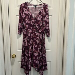 Flower 🌸 plum colored dress, drapes beautifully!  Great for work, weddings, etc